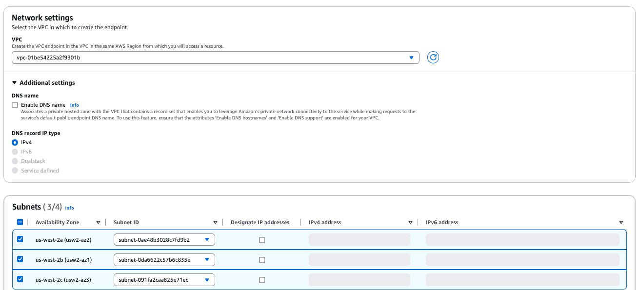 Выбор VPC и п�одсетей