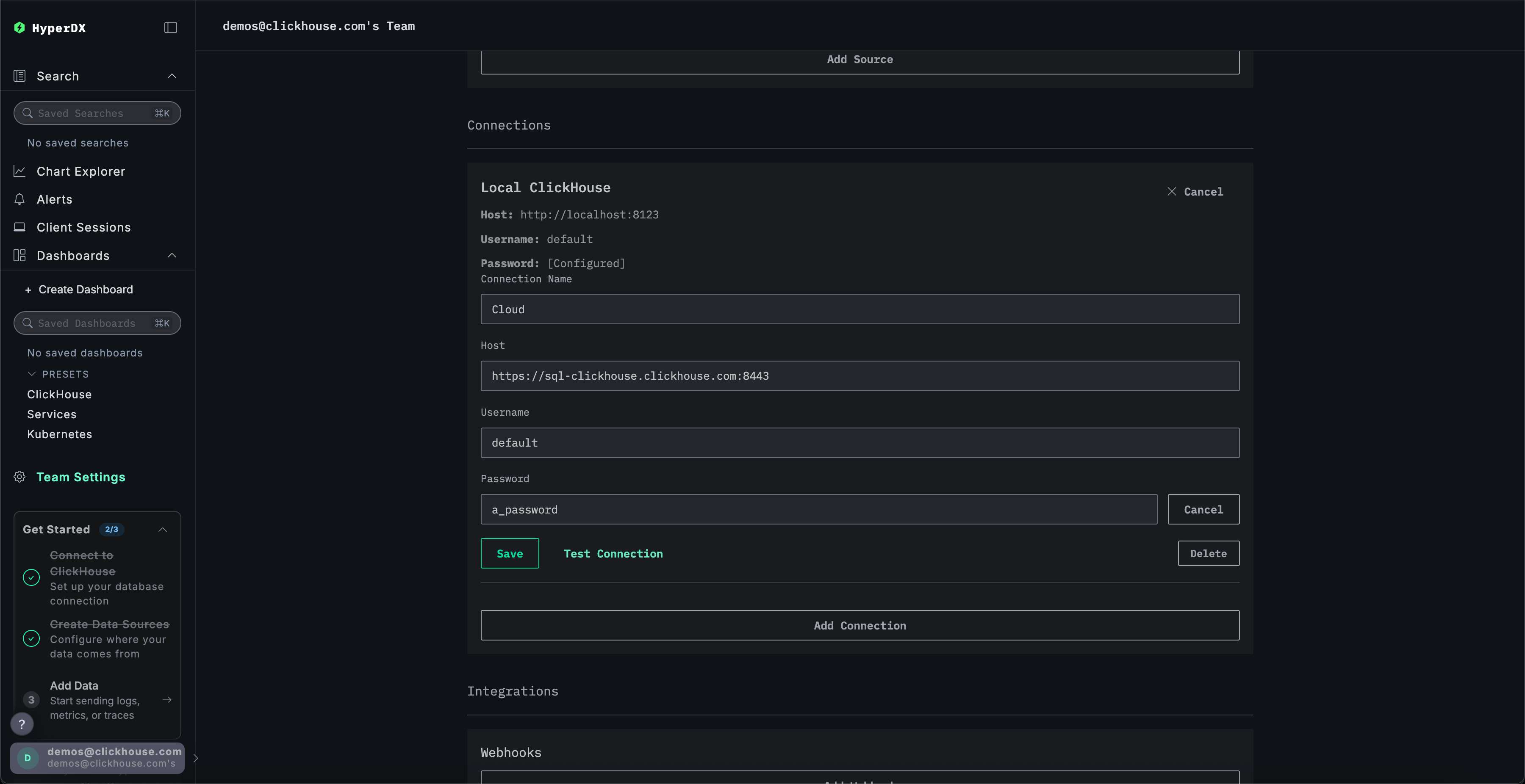 Создание подключения к Cloud